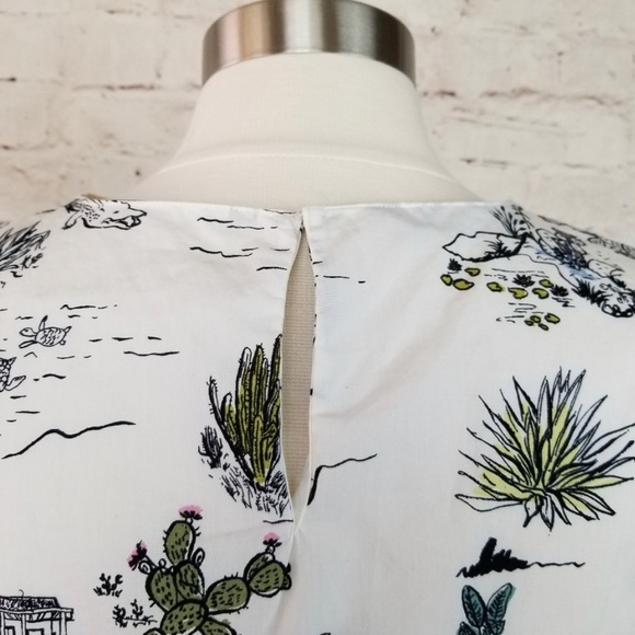 Zara Roadtrip Vacay Drawn Desert Print Side Tie Short Sleeve Top - Picture 4 of 5